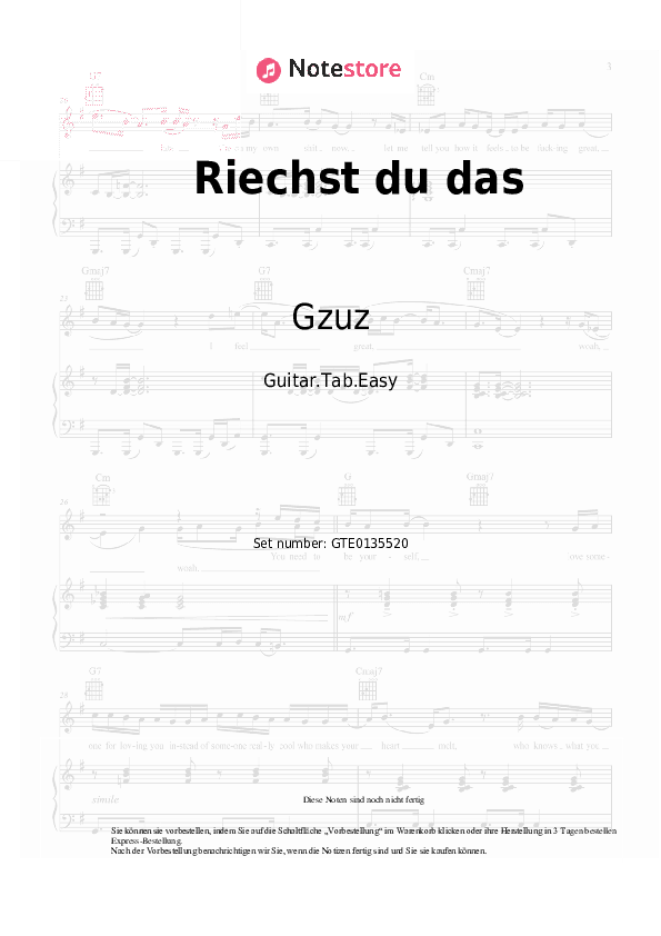 Einfache Tabs Gzuz, Bausa - Riechst du das - Gitarre.Tabs.Easy