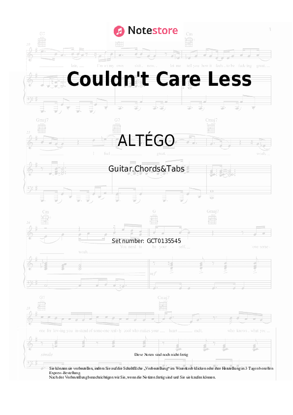 Akkorde ALTÉGO, Gia Koka - Couldn't Care Less - Gitarren.Akkorde&Tabas