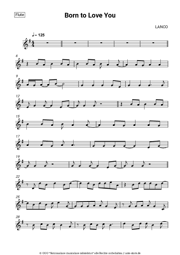 Noten LANCO - Born to Love You - Flöte