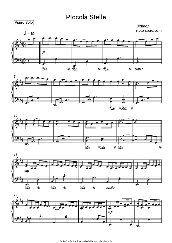 Noten Ultimo - Piccola stella - Klavier.Solo