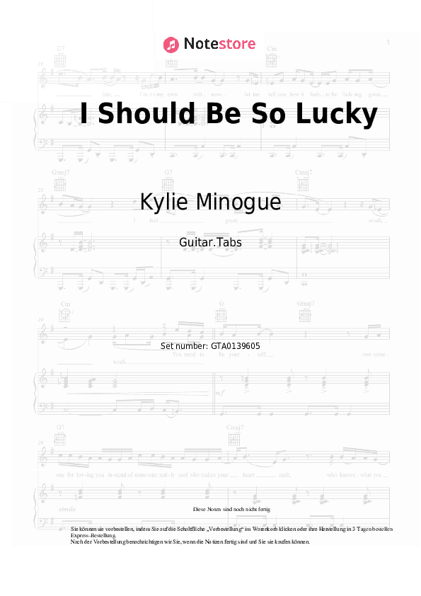 Tabs Kylie Minogue - I Should Be So Lucky - Gitarre.Tabs