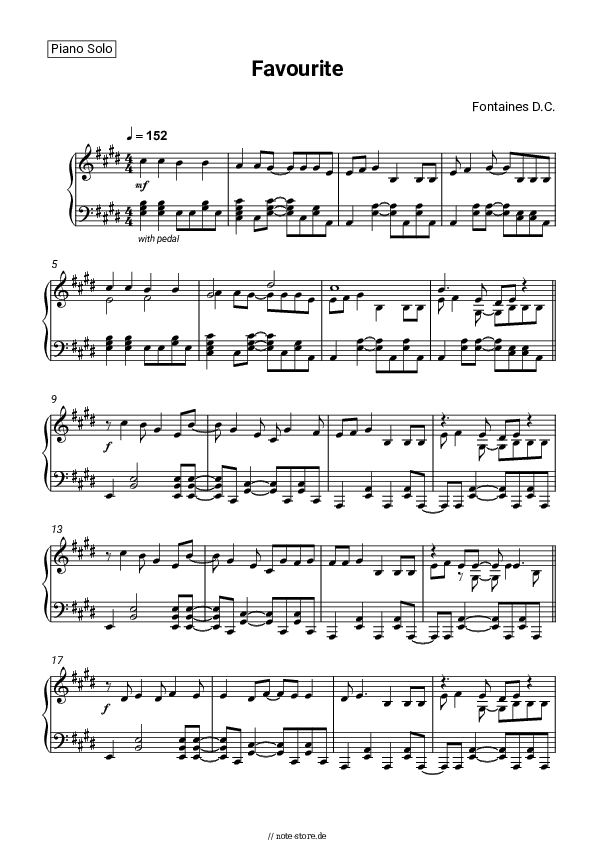 Noten Fontaines D.C. - Favourite - Klavier.Solo
