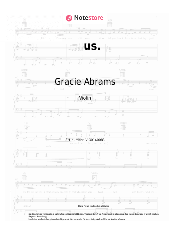 Noten Gracie Abrams, Taylor Swift - us. - Violine