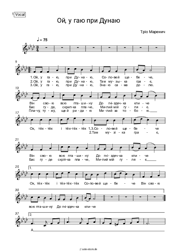 Noten Trio Marenich - Ой, у гаю при Дунаю - Gesang