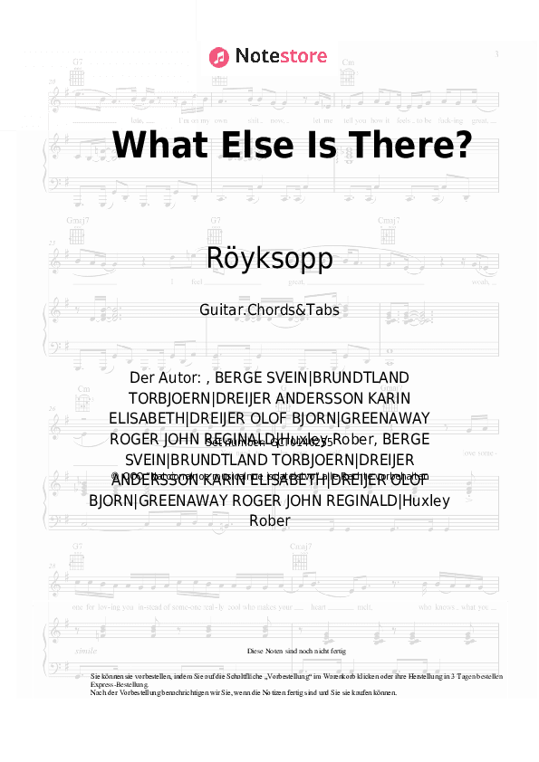 Akkorde Röyksopp - What Else Is There? - Gitarren.Akkorde&Tabas