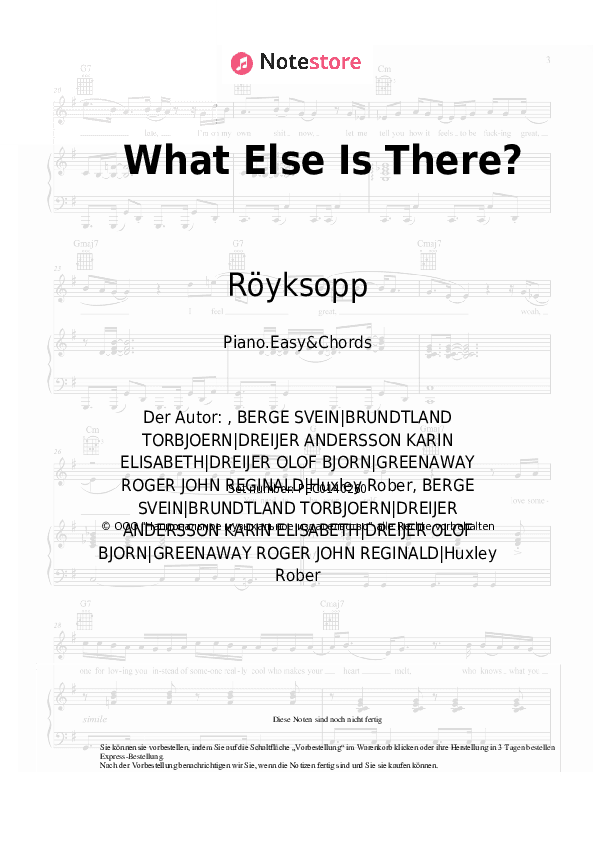Einfache Noten und Akkorde Röyksopp - What Else Is There? - Klavier.Einfach&Akkorde