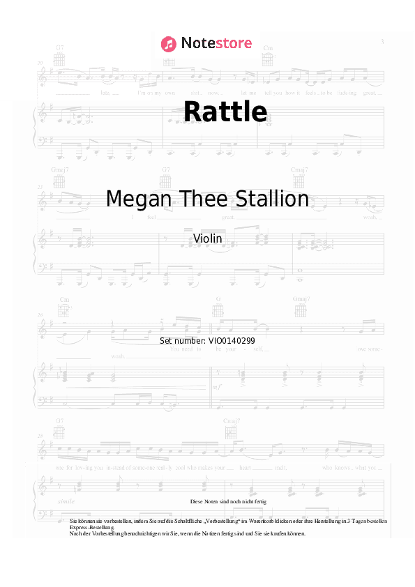 Noten Megan Thee Stallion - Rattle - Violine
