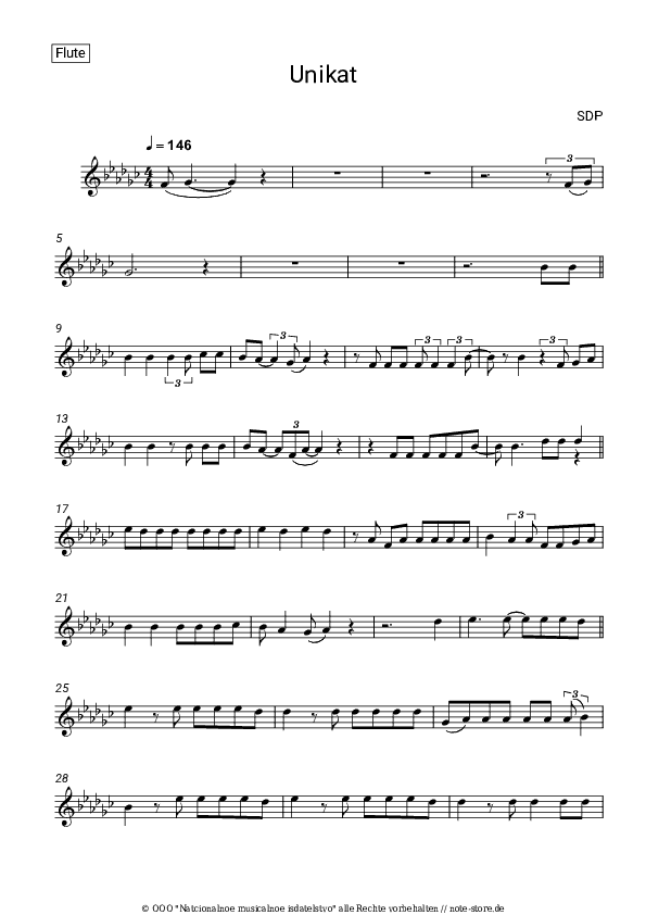 Noten SDP - Unikat - Flöte