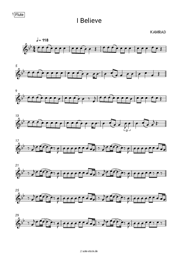 Noten KAMRAD - I Believe - Flöte