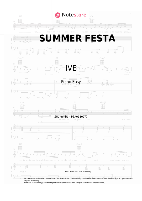 Einfache Noten IVE - SUMMER FESTA - Klavier.Einfach