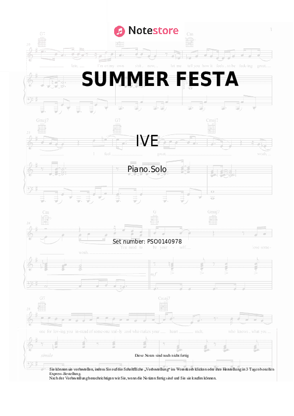 Noten IVE - SUMMER FESTA - Klavier.Solo