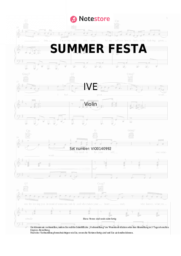 Noten IVE - SUMMER FESTA - Violine