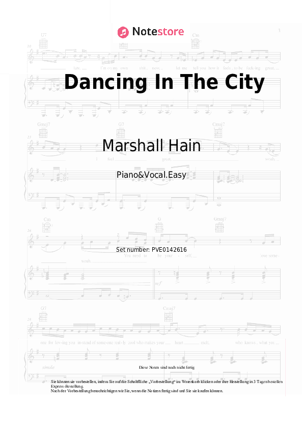 Einfache Noten Marshall Hain - Dancing In The City - Klavier&Gesang.Einfach