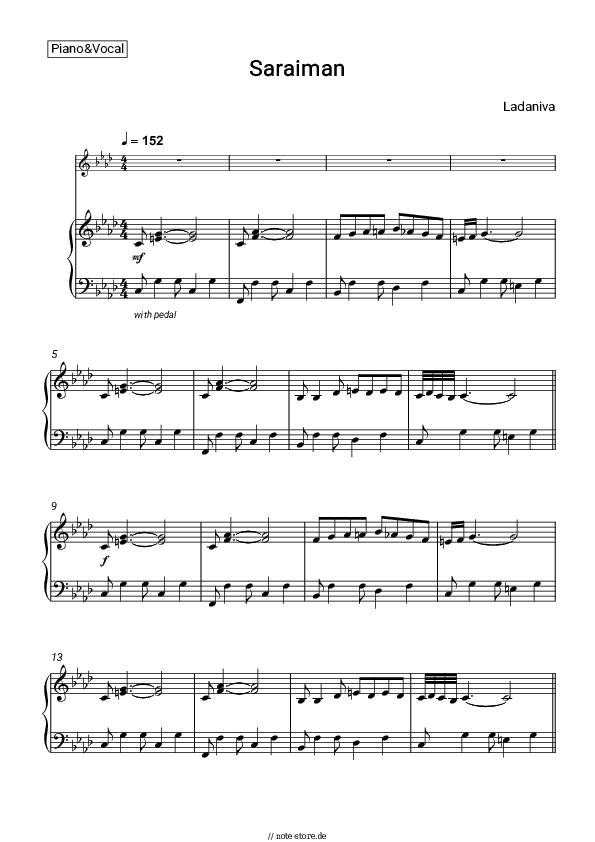 Noten mit Gesang Ladaniva - Saraiman - Klavier&Gesang