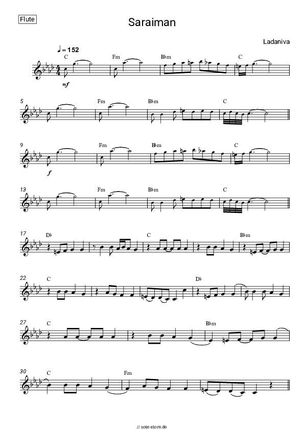 Noten Ladaniva - Saraiman - Flöte