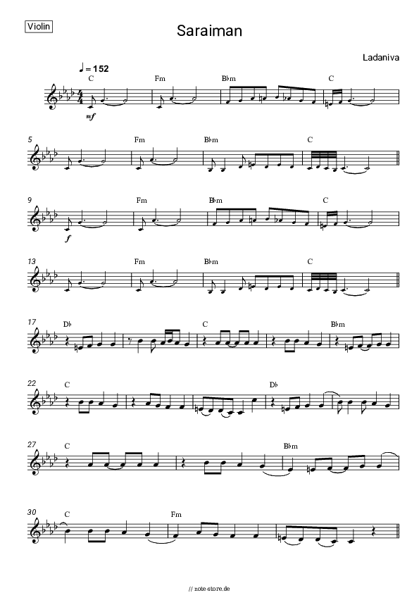 Noten Ladaniva - Saraiman - Violine