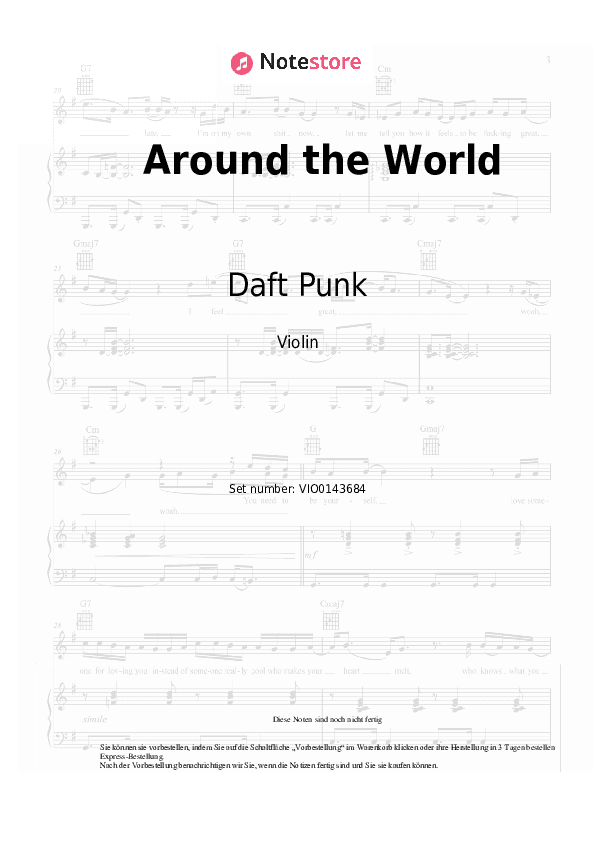 Noten Daft Punk - Around the World - Violine