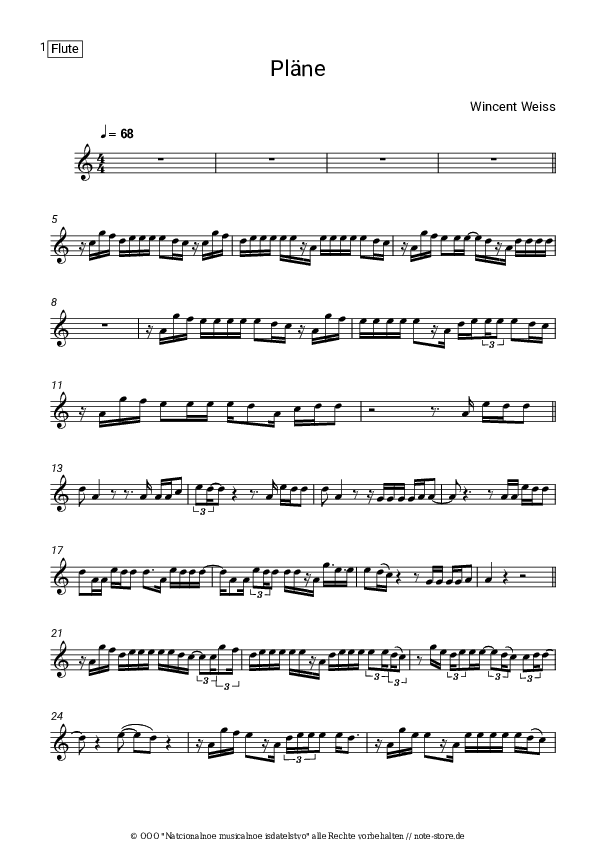 Noten Wincent Weiss - Pläne - Flöte