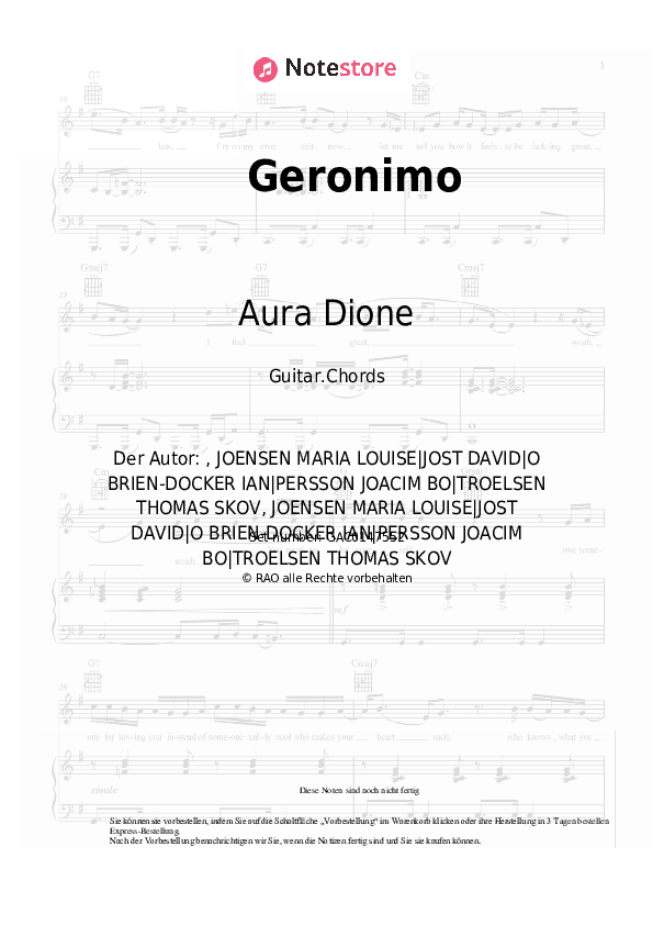 Akkorde Aura Dione - Geronimo - Gitarre.Akkorde