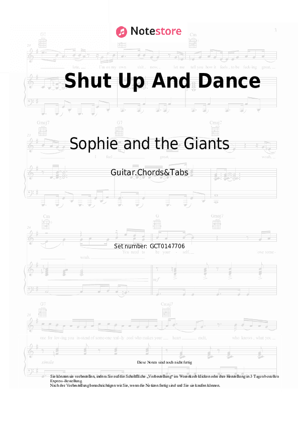 Akkorde Sophie and the Giants - Shut Up And Dance - Gitarren.Akkorde&Tabas