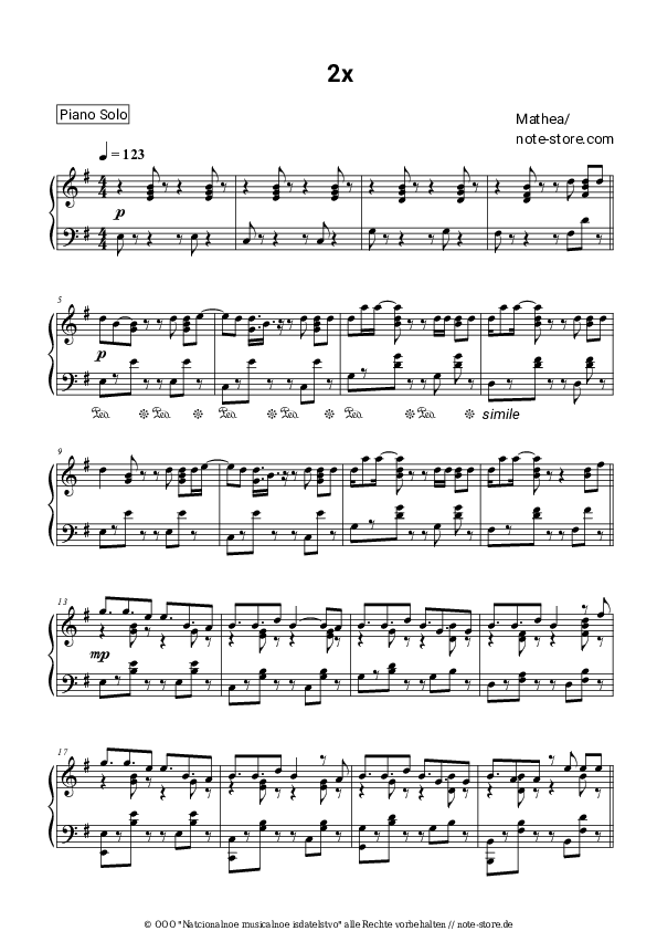 Noten Mathea - 2x - Klavier.Solo