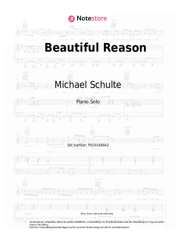 Noten Michael Schulte - Beautiful Reason - Klavier.Solo