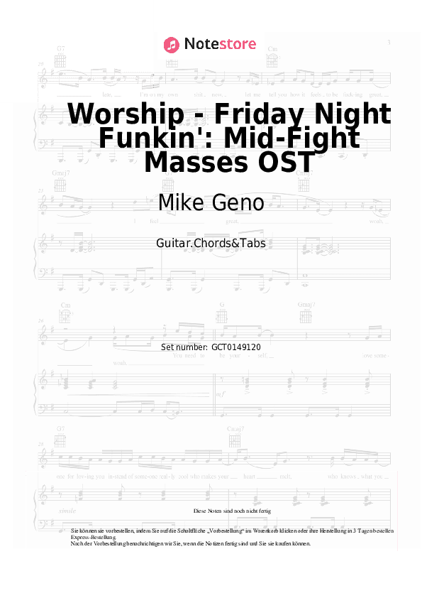 Akkorde Mike Geno - Worship - Friday Night Funkin': Mid-Fight Masses OST - Gitarren.Akkorde&Tabas