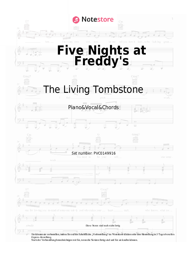 Noten und Akkorde The Living Tombstone - Five Nights at Freddy's - Klavier&Gesang&Akkorde