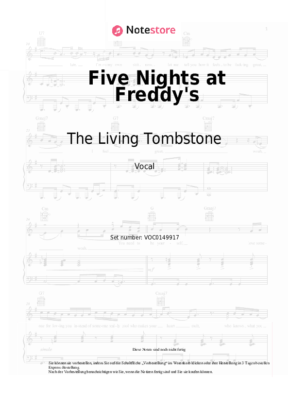 Noten The Living Tombstone - Five Nights at Freddy's - Gesang