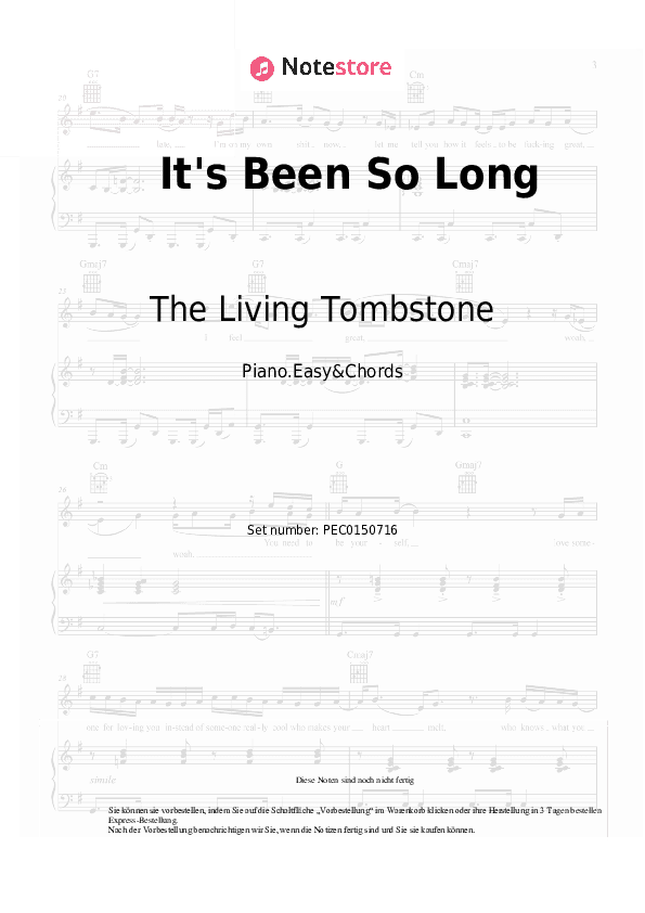 Einfache Noten und Akkorde The Living Tombstone - It's Been So Long - Klavier.Einfach&Akkorde