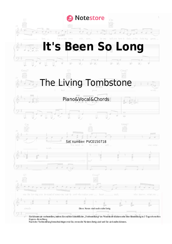 Noten und Akkorde The Living Tombstone - It's Been So Long - Klavier&Gesang&Akkorde