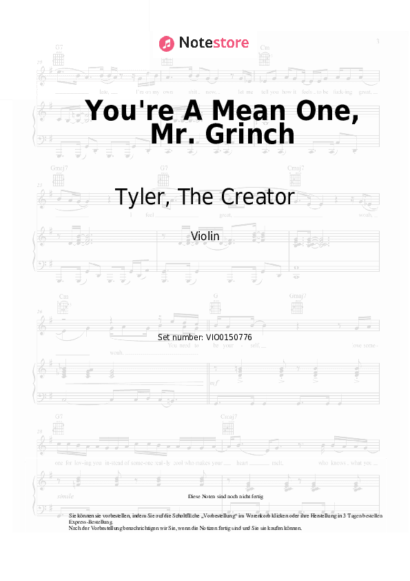 Noten Tyler, The Creator - You're A Mean One, Mr. Grinch - Violine
