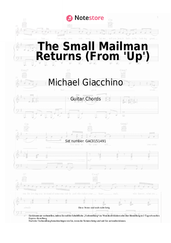 Akkorde Michael Giacchino - The Small Mailman Returns (From 'Up') - Gitarre.Akkorde