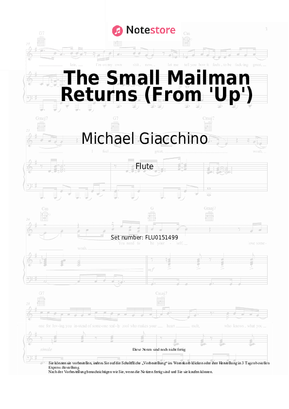 Noten Michael Giacchino - The Small Mailman Returns (From 'Up') - Flöte