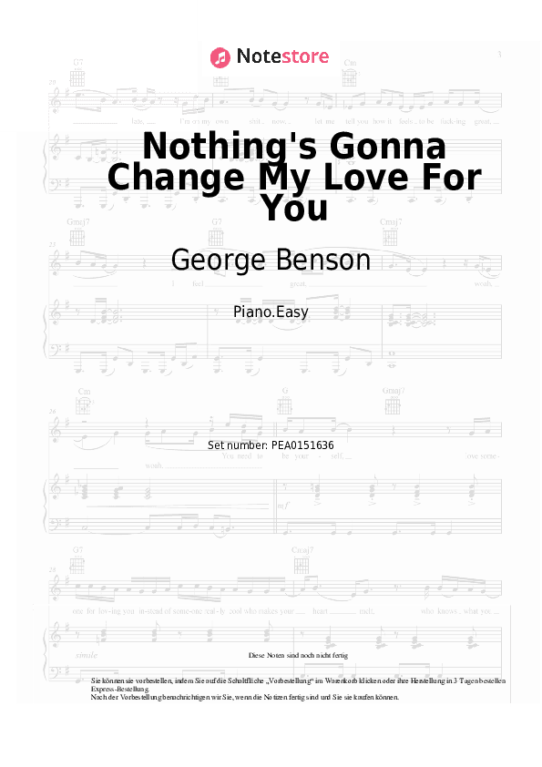 Einfache Noten George Benson - Nothing's Gonna Change My Love For You - Klavier.Einfach