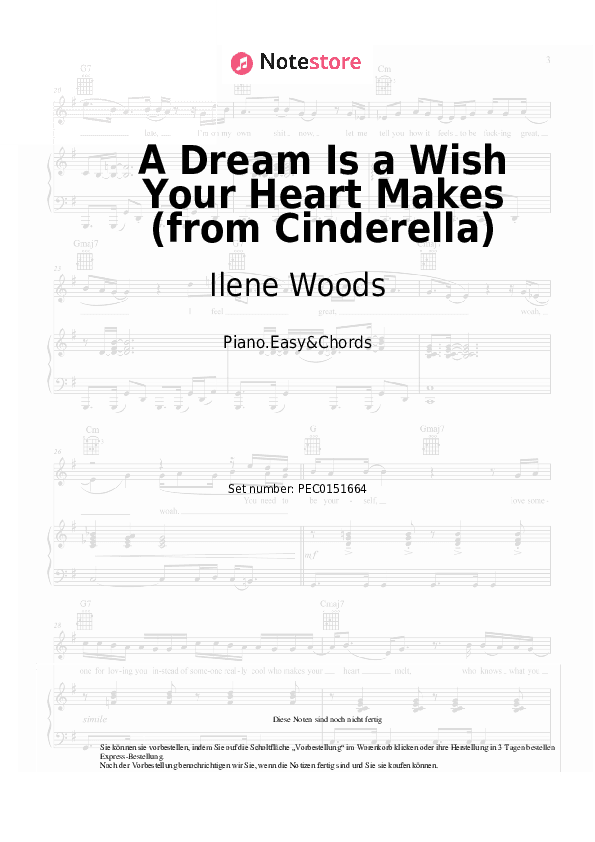 Einfache Noten und Akkorde Ilene Woods - A Dream Is a Wish Your Heart Makes (from Cinderella) - Klavier.Einfach&Akkorde