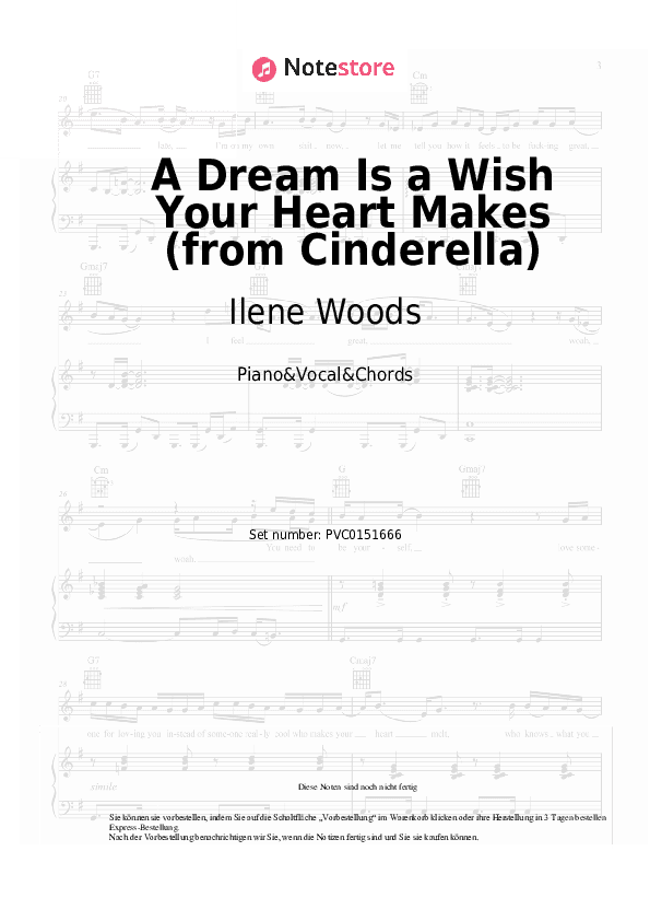 Noten und Akkorde Ilene Woods - A Dream Is a Wish Your Heart Makes (from Cinderella) - Klavier&Gesang&Akkorde