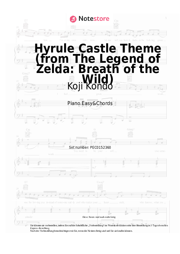 Einfache Noten und Akkorde Koji Kondo - Hyrule Castle Theme (from The Legend of Zelda) - Klavier.Einfach&Akkorde