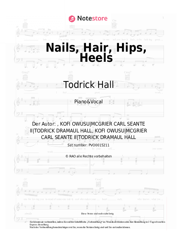 Noten mit Gesang Todrick Hall - Nails, Hair, Hips, Heels - Klavier&Gesang