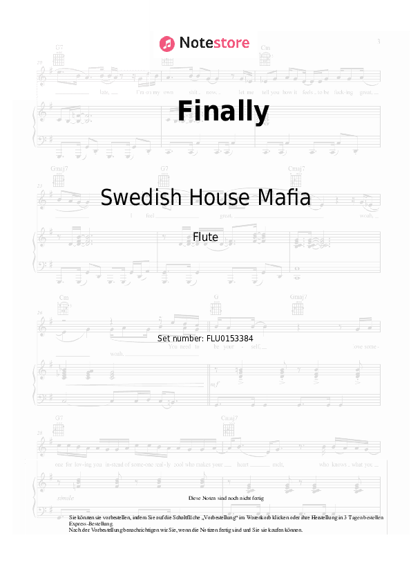 Noten Swedish House Mafia, Alicia Keys - Finally - Flöte