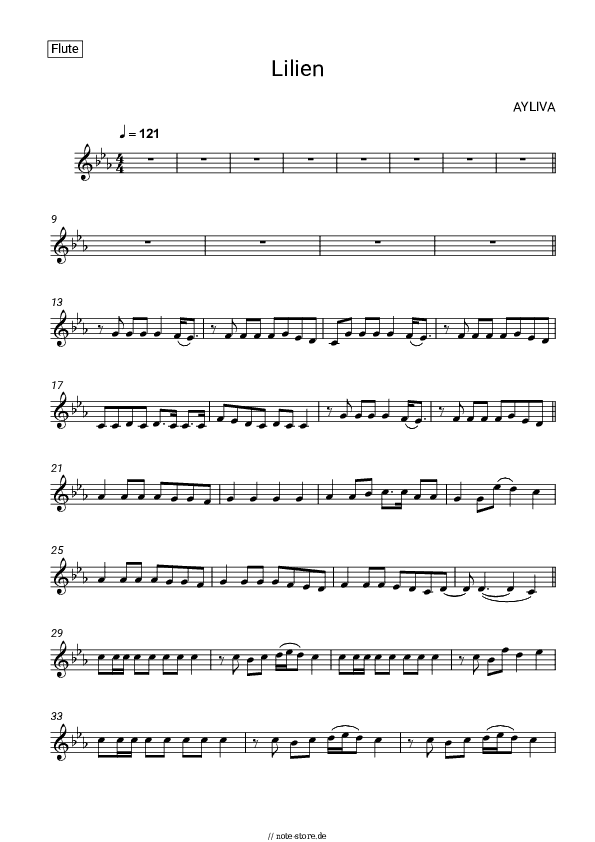 Noten AYLIVA - Lilien - Flöte