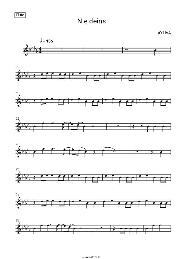 Noten AYLIVA - Nie deins - Flöte