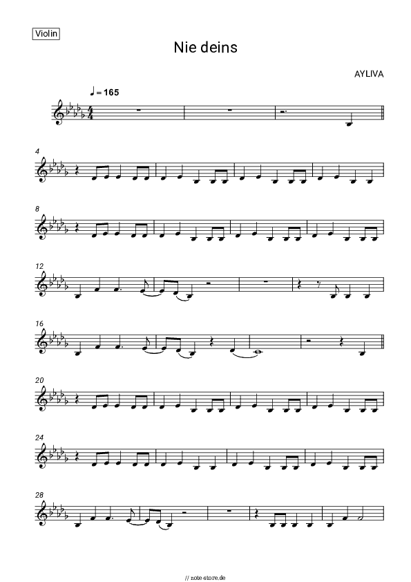Noten AYLIVA - Nie deins - Violine