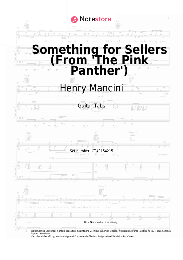 Tabs Henry Mancini - Something for Sellers (From 'The Pink Panther') - Gitarre.Tabs