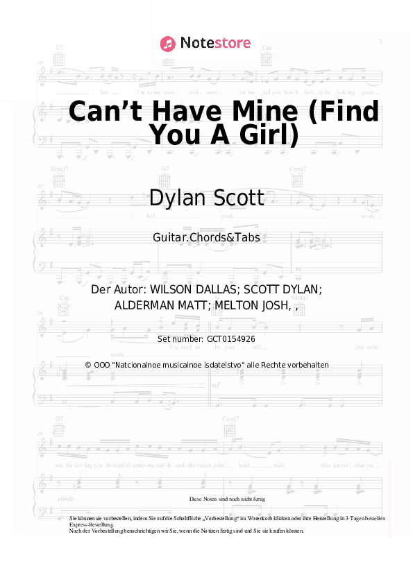 Akkorde Dylan Scott - Can’t Have Mine (Find You A Girl) - Gitarren.Akkorde&Tabas