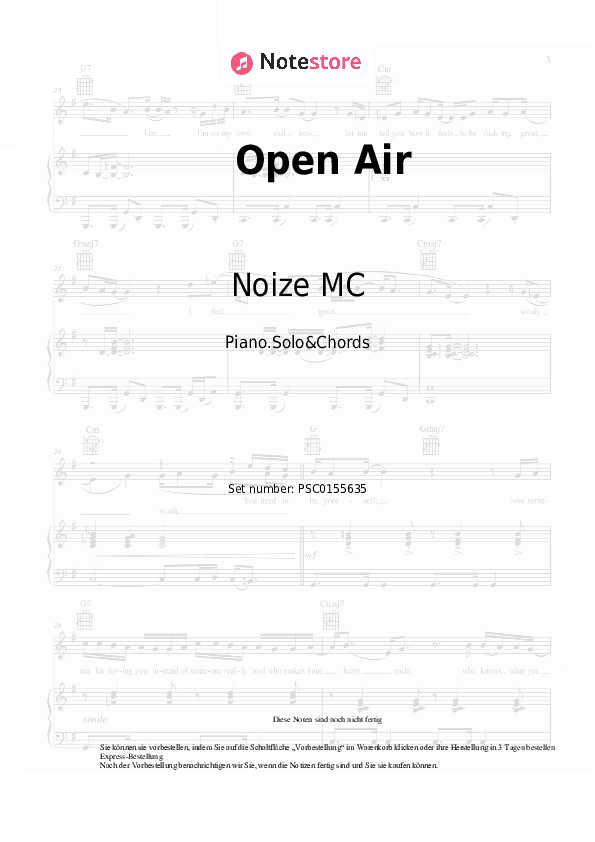 Noten und Akkorde Noize MC - Open Air - Klavier.Solo&Akkorde