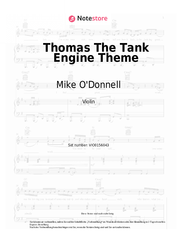 Noten Mike O'Donnell, Junior Campbell - Thomas The Tank Engine Theme - Violine