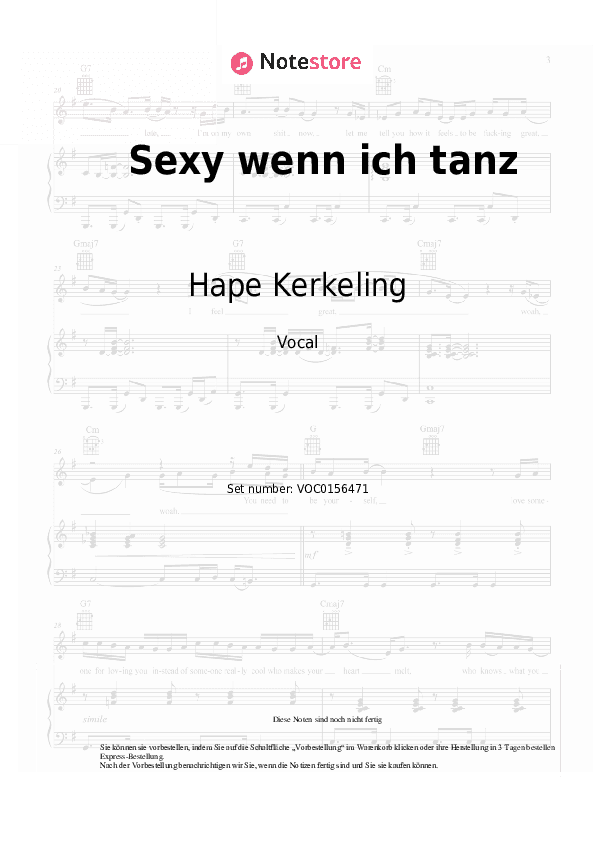 Noten Hape Kerkeling - Sexy wenn ich tanz - Gesang