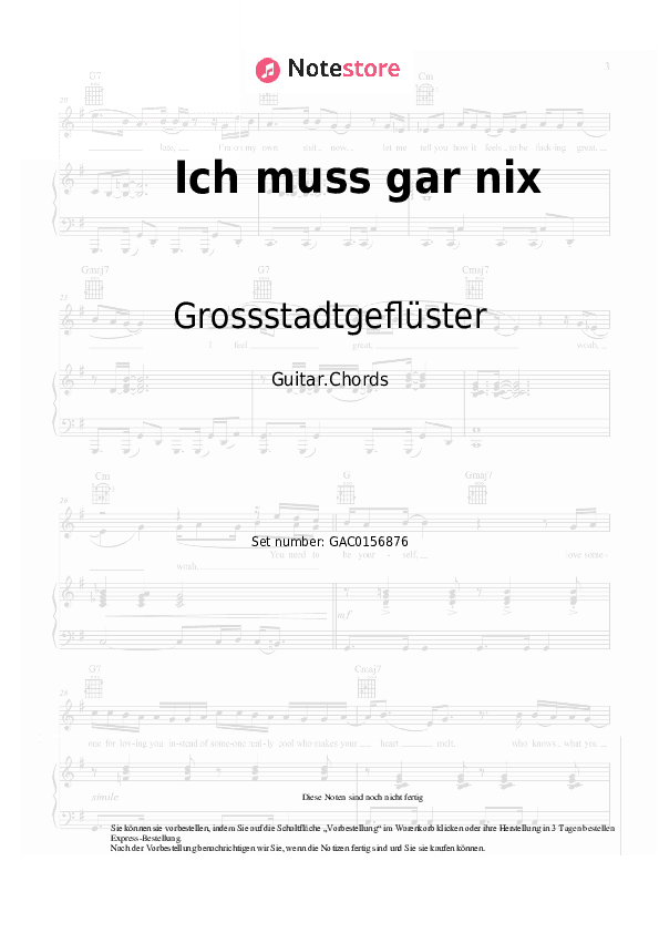 Akkorde Grossstadtgeflüster - Ich muss gar nix - Gitarre.Akkorde