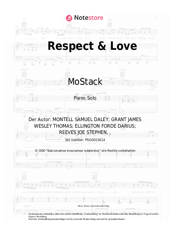 Noten MoStack - Respect & Love - Klavier.Solo